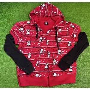 Y2K Betty Boop Doctor Sleeve Hoodie Med. Valentine Hearts AOP Waffle‎ Thermal